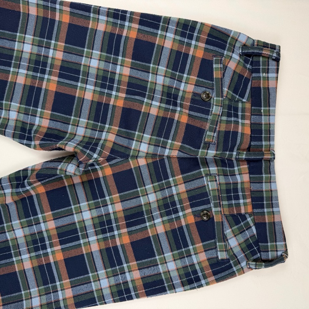 American Eagle Plaid Super Hi-Rise Skinny Trouser Sz 2 Blue Green Orange Stretch - Picture 14 of 15